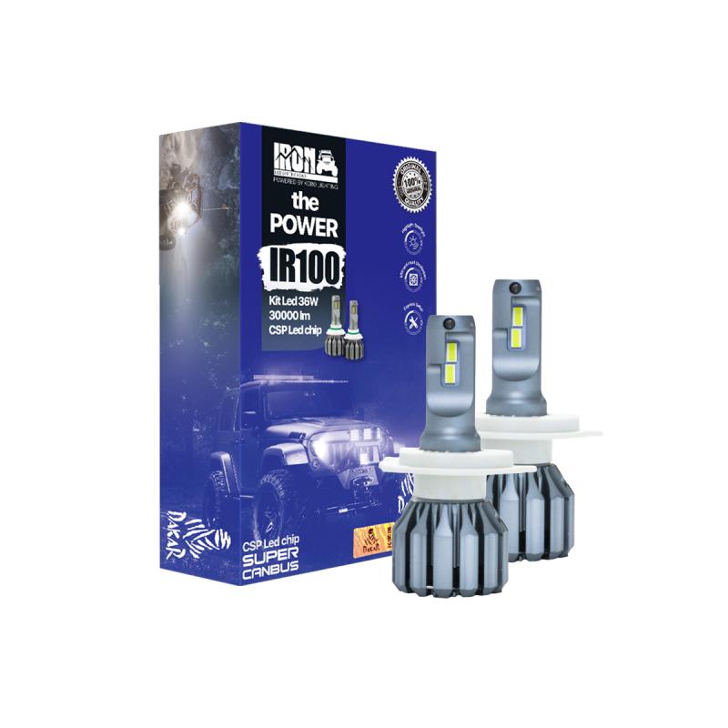 KIT DE LED IR100 CANBUS H4 10MA GENERACION CHIP CSP SUPER CANBUS 60000 LUMENS 36 WATTS 12V CON COOLER