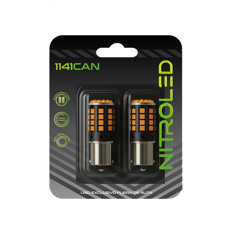 BLISTER 1141 1 POLO PATA PAREJA BA15S 12-80V CANBUS 2800 LUMENS AMBAR