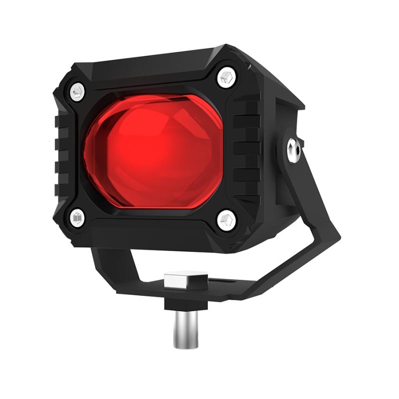 LUZ LED BLANCA Y AMBAR ESTABLE CON OJO DE ANGEL DAYTIME RUNNING ROJO Y ARO AZUL 9V-36V 1 LED - 40 WATTS MEDIDAS 59*77*88 (mm)