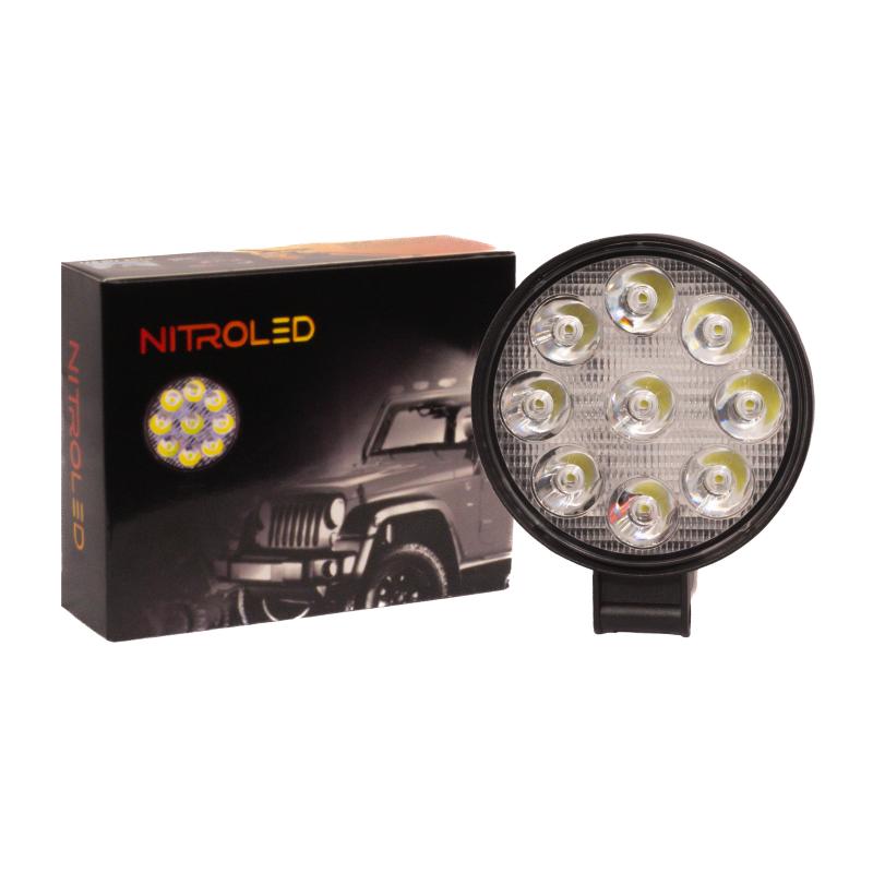 FARO DE LED MINI REDONDO 27W 12/24  WATERPROOF IP 67 - OFF ROAD - MEDIDAS 8.5 x 8.5 x 1.8 cm