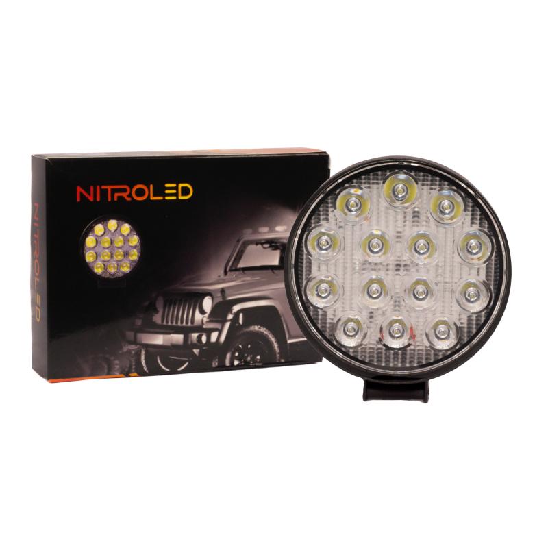 FARO 14 LEDS REDONDO 42W 12/24V  WATERPROOF IP67 - OFF ROAD - MEDIDAS 11 x 11 x 2.5 cm