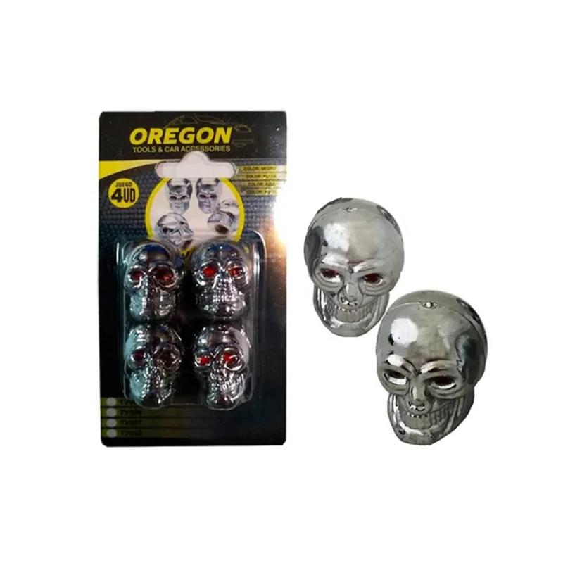 JUEGO DE TAPITAS  DE VALVULA CALAVERA METALIZADA 4 PCS