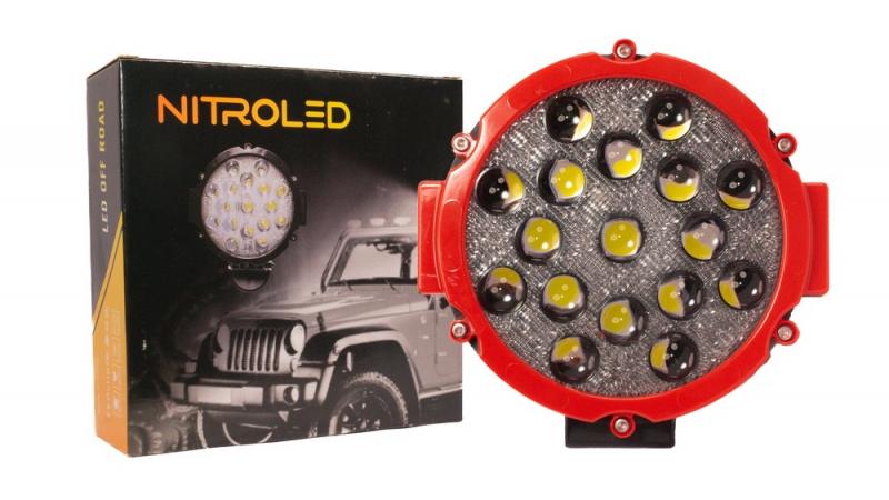 FARO 17 LEDS REDONDO 51W 12/24V  WATERPROOF IP67  OFF ROAD - MEDIDAS 18 x 18 x 4 cm