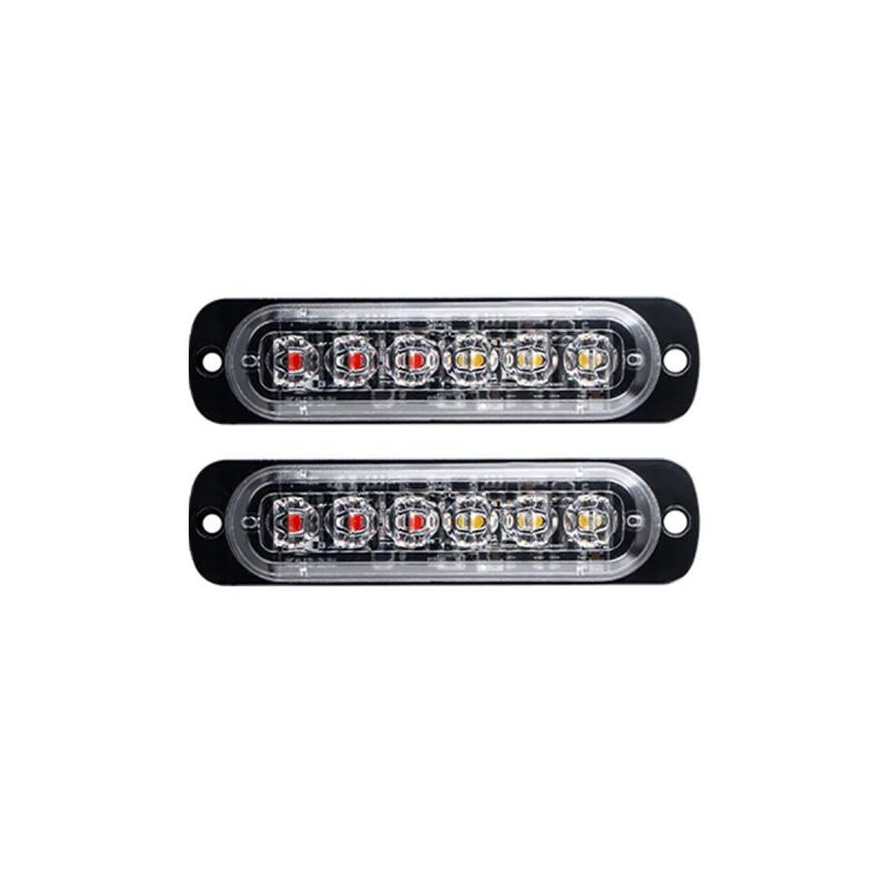 Imagen ilustrativa de 12V - 6 LED CHAT PARA PARRILLA / PARAGOLPE CON LUZ DESTELLANTE ROJA Y AMBAR