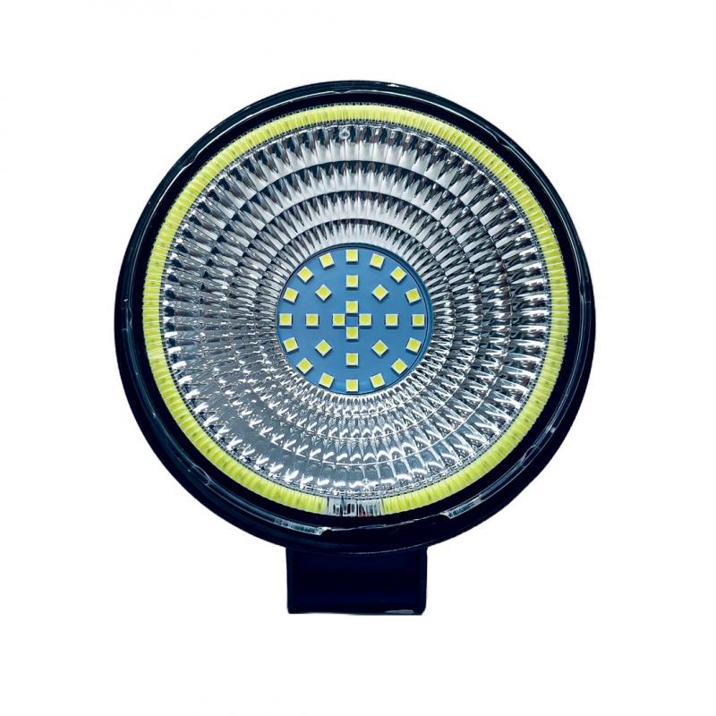 FARO DE LED CIRULAR - 28 LED SMD 3030 84W BLANCO CON OJO DE ANGEL BLANCO 10.8X2X11CM 12V A 36