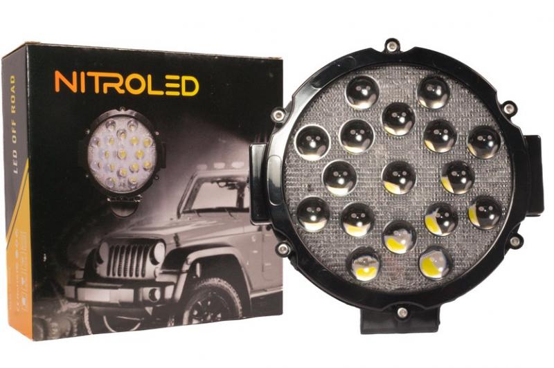 FARO 17 LEDS REDONDO 51W 12/24V  WATERPROOF IP67  OFF ROAD - MEDIDAS 18 x 18 x 4 cm