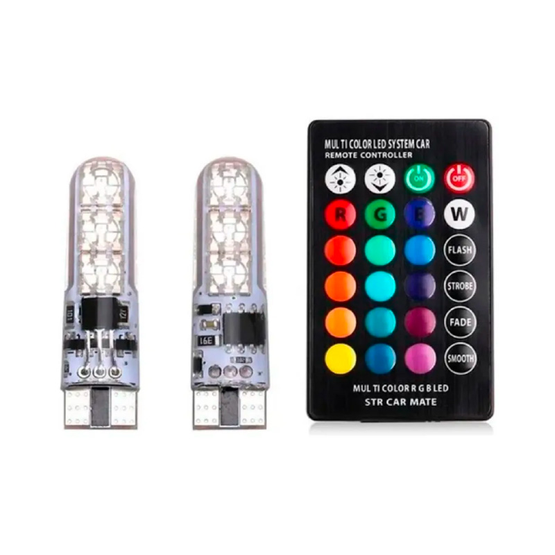 LED T10 SILICONADO RGB CON CONTROL REMOTO