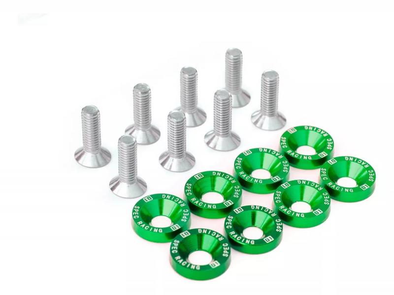 KIT DE ARANDELAS ANODIZADAS VERDE JUEGO X 8 PIEZAS